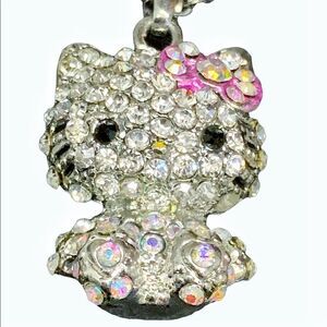 Hello kitty crystal pendant necklace pink bow 18” chain pendant 1” x .75” sweet